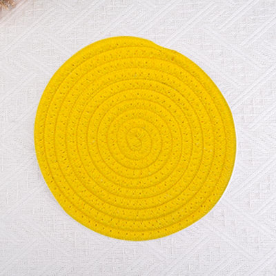 Braided Cotton Placemats Set of 4 - Heat-Resistant Round Table Mats for Dining Table, Coffee Table, and Home Décor