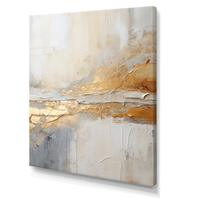 Golden And Beige Abstract Fusion I On Canvas Print