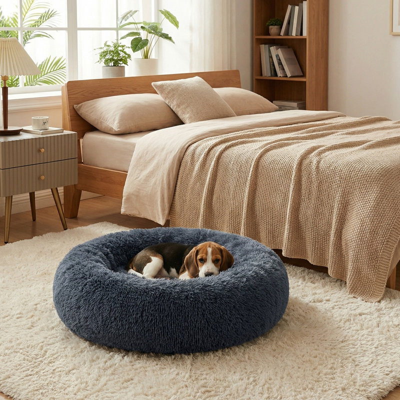 70x70x20cm Cotton Pet Bed, Dark Grey