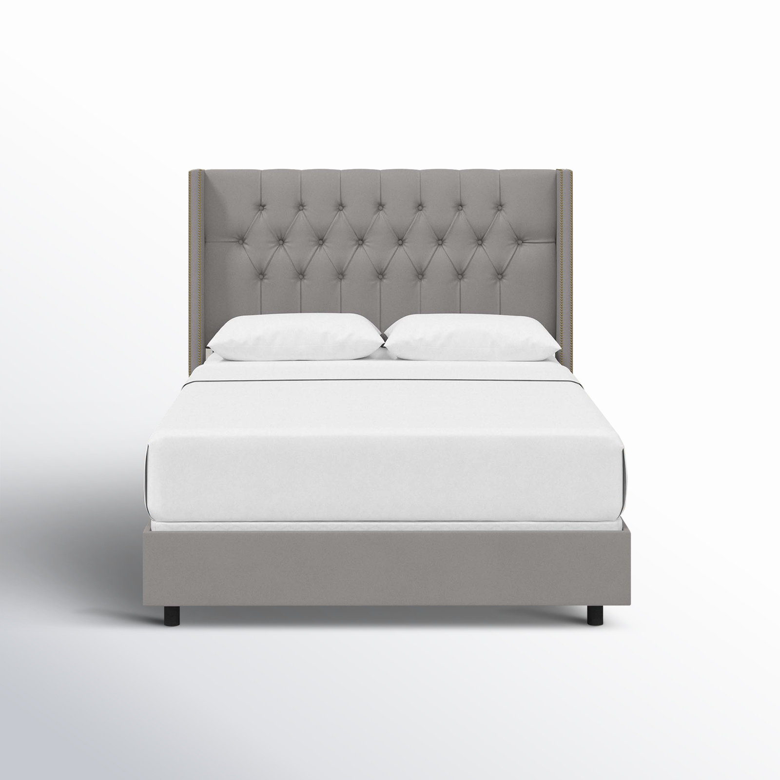 Breckin Upholstered Wingback Bed, King, Classic Otter Performance Velvet