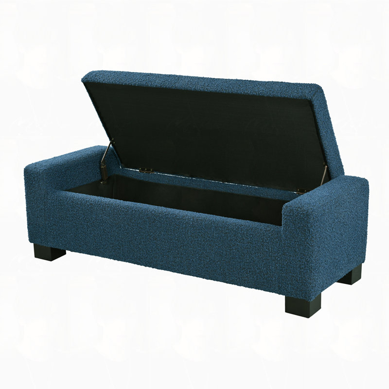 Banc repose-pieds, repose-pieds rectangulaire avec rangement caché, Bleu