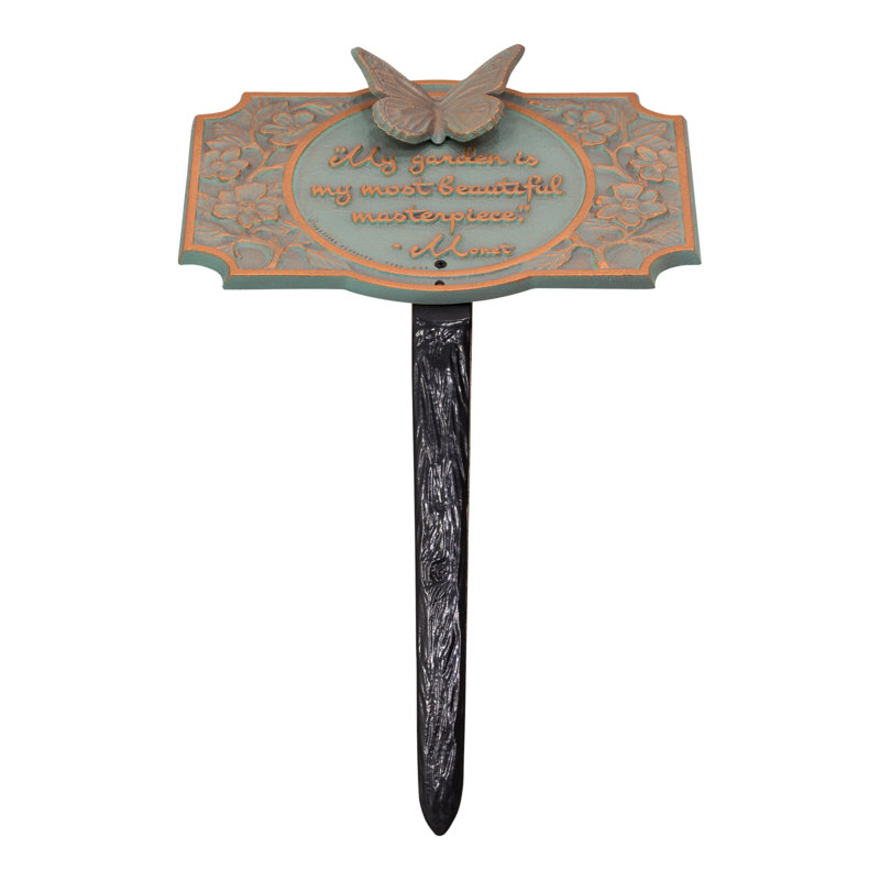 Monet Garden Butterfly Lawn Plaque, Copper Verdigris, 33