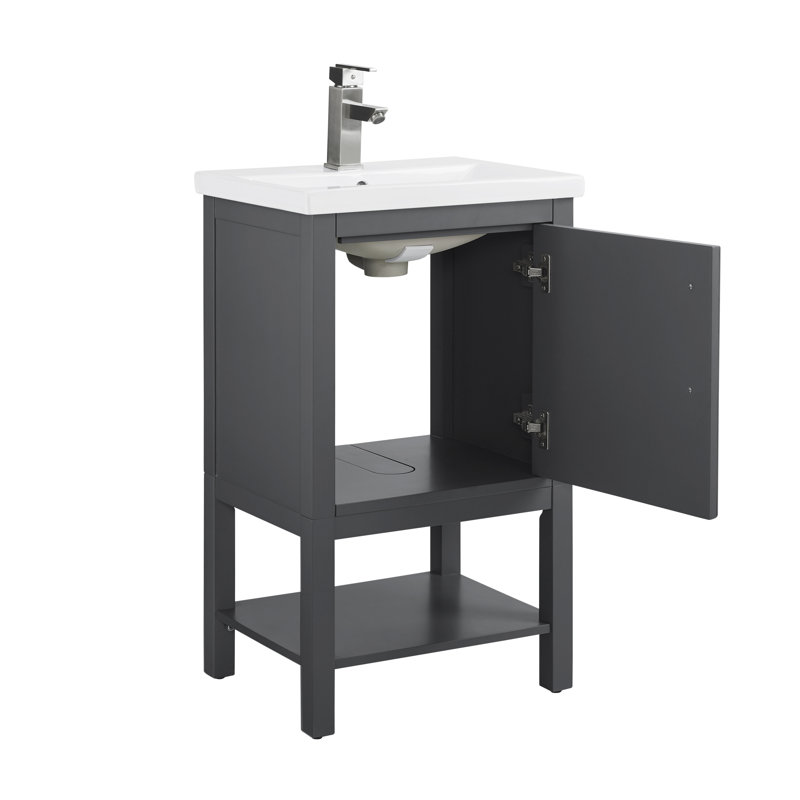 Jewell 20" Single Bathroom Vanity Set, Dark Gray/Brushed Nickel