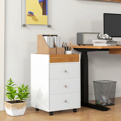 Rangement de bureau blanc à 3 tiroirs - avec plateau amovible, augmente les tiroirs d'armoires de bureau