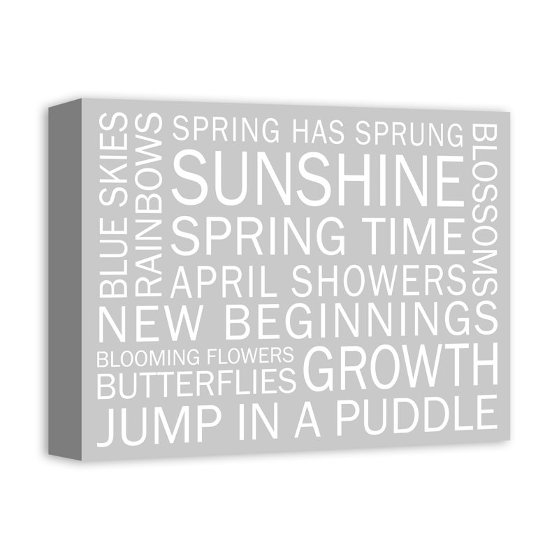 Dictons du printemps - On, H 11 po x l 14 po x P 1,25 po, Gris