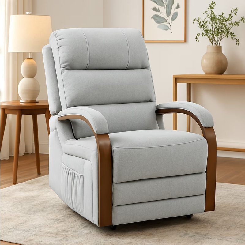 Dual Motor Recliner Chair, Adjustable Recliner with Lumbar Support and Padded Seat Backrest, Beige