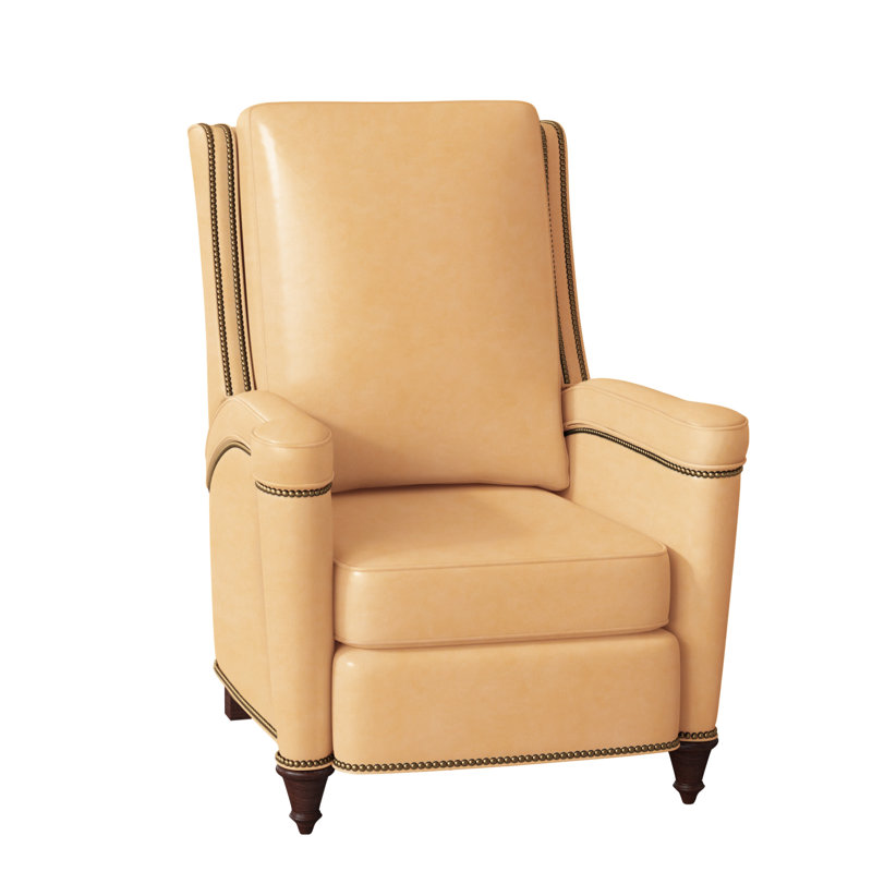 Mayes Recliner, Aspen Lenado Brown Genuine Leather, Mahogany, French Natural