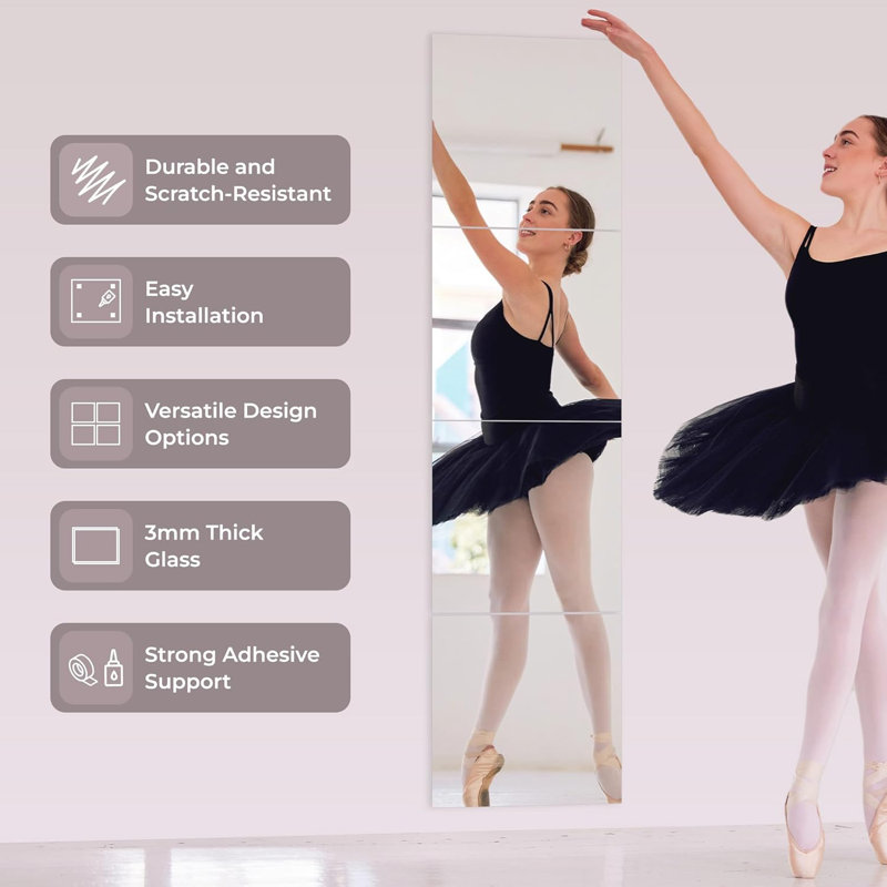 Mirror Tiles for Wall - 12"x12" Pack of 12 - Full Length Frameless Wall Mirror, Full Body Home Gym Mirror, Self Adhesive Stick On Mirror Tiles