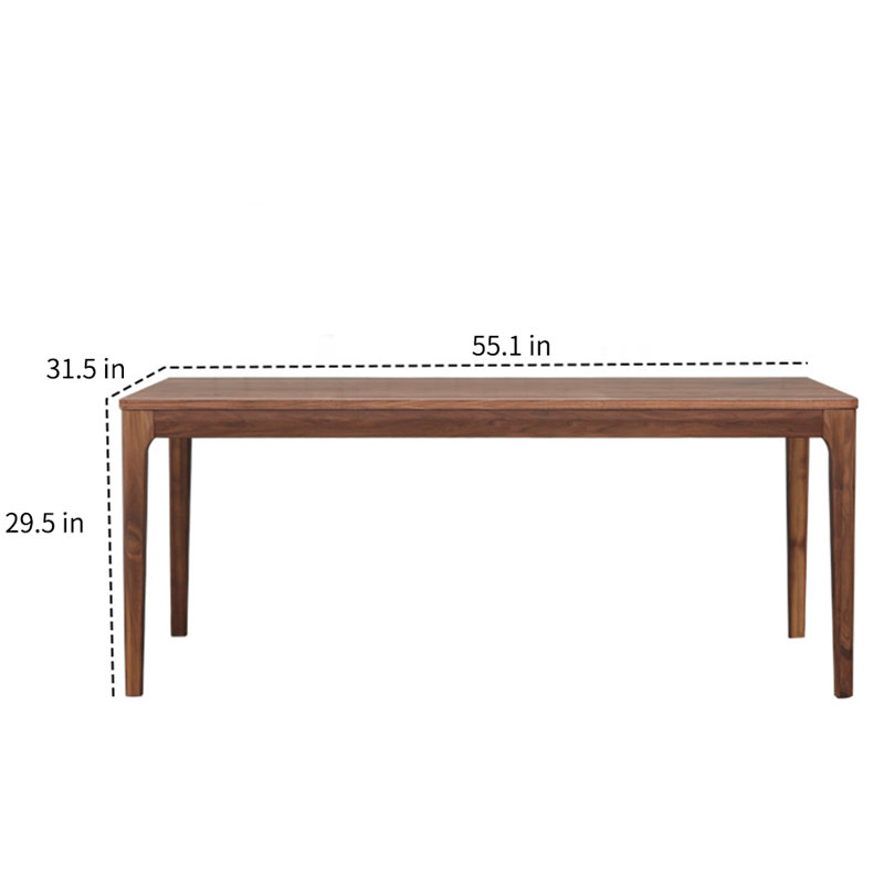 Table de salle à manger rectangulaire en noyer noir, H 29,5 po x L 55,1 po x l 31,5 po