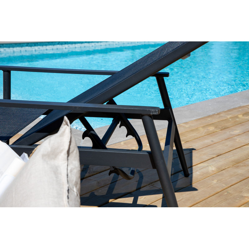 Elmerine 195cm Long Reclining Single Sun Lounger, Black
