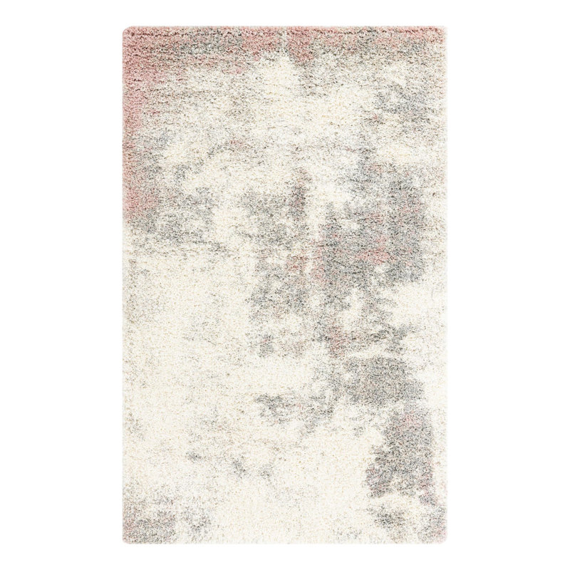 Tapis de couloir gris / ivoire en polypropylène tissé à la machine 2 pi x 6 pi, Rectangle 5 pi 1 po x 8 pi