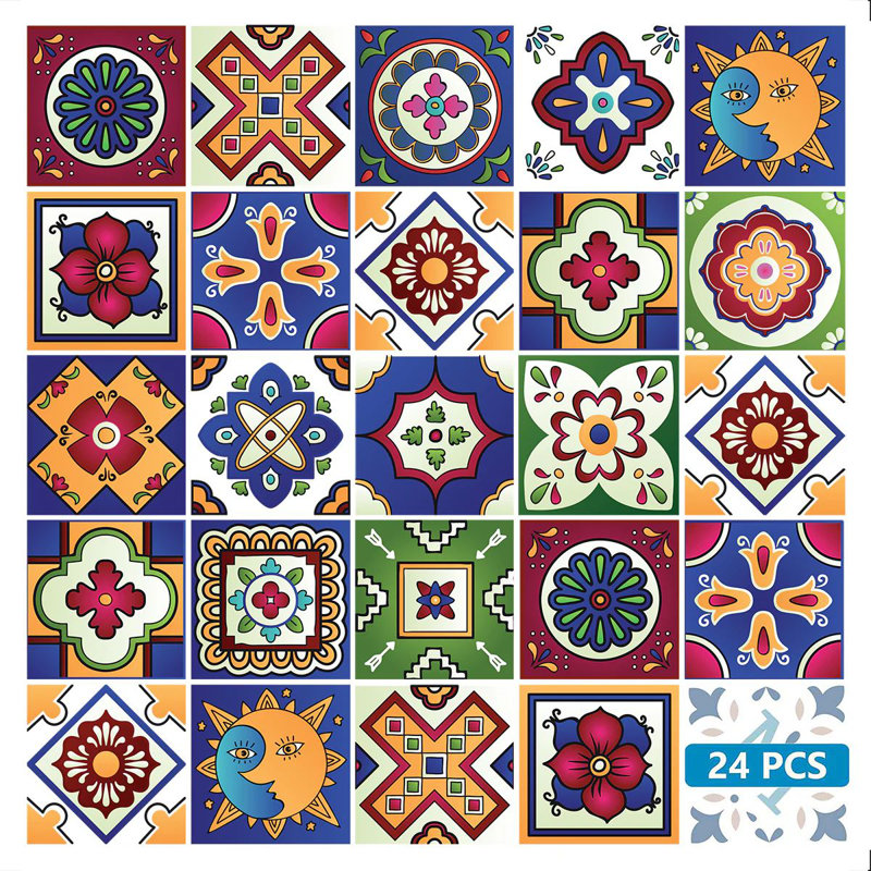 Carrelage mosaïque auto-adhésif en vinyle 5 po x 5 po (ensemble de 24)