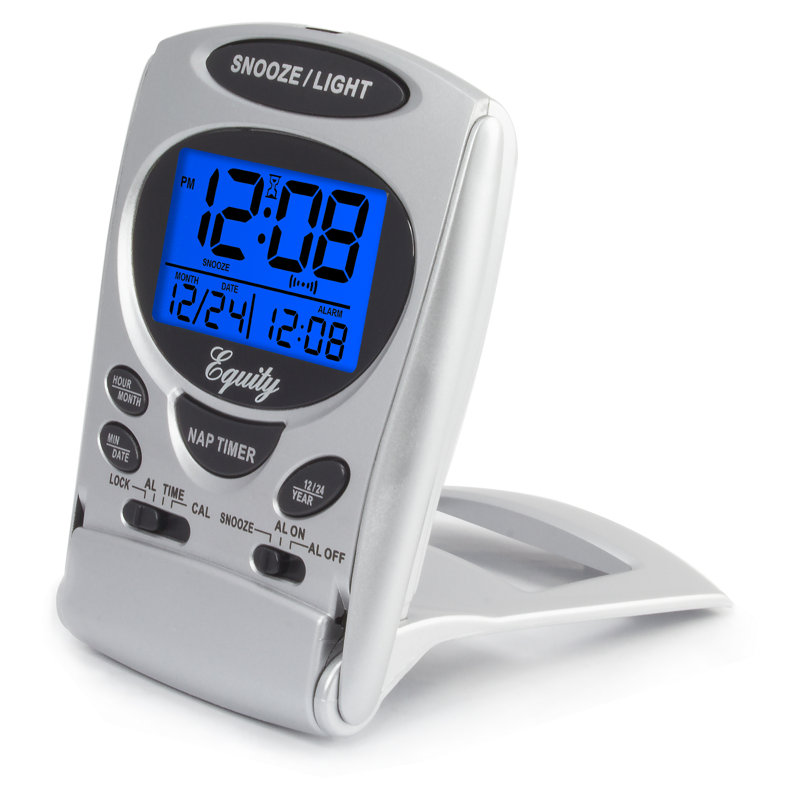 Digital Quartz Movement / Crystal Tabletop Clock with Alarm in Silver