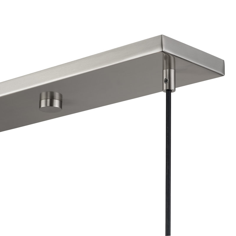 Très grand lustre linéaire en nickel brossé 3 lumières Ordaz, Nickel brossé