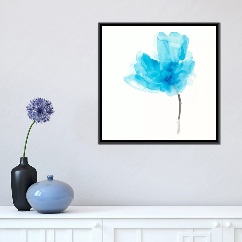 « expressif fleuris v », impression sur toile, H 18 po x l 18 po x P 1,5 po, Toile avec cadre noir, Pas de tapis