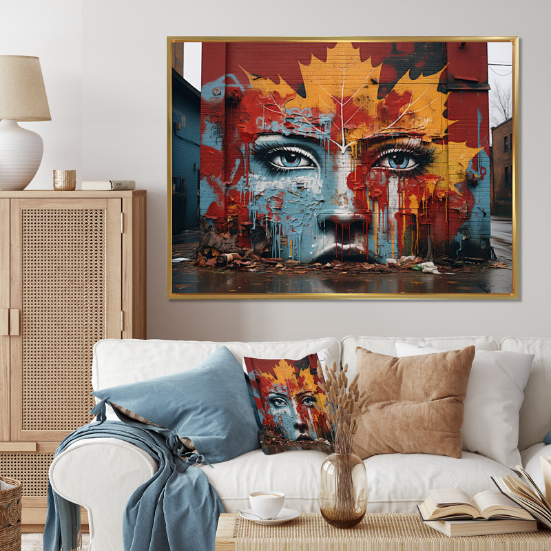 Toronto Urban Graffiti II, reproduction d'art sur toile, H 34 po x l 44 po x P 1,5 po, Cadre flottant doré