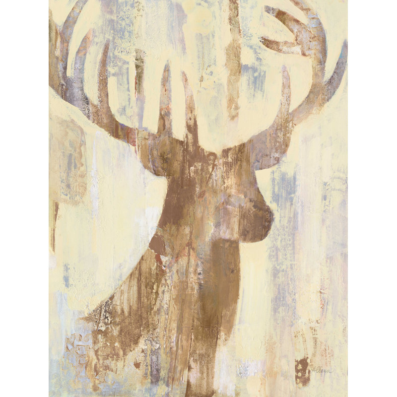 Golden Antler I Neutral Gray - impression sur toile tendue, H 16 po x l 12 po