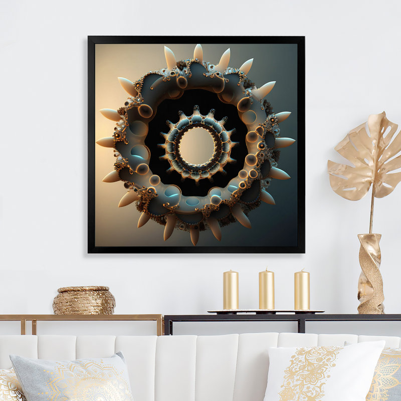 3D Fractal UniverseI sur impression sur toile, H 24 po x l 24 po x P 1 po, Cadre simple noir