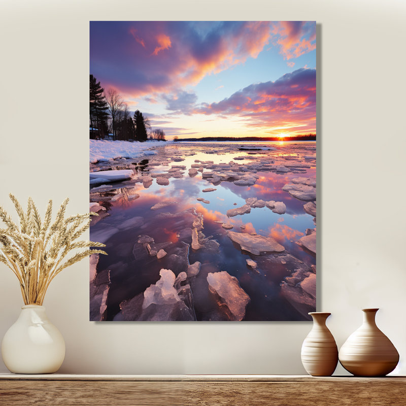 Coucher de soleil sur la rivière Icy Forest River, Toile tendue, H 40 po x l 30 po