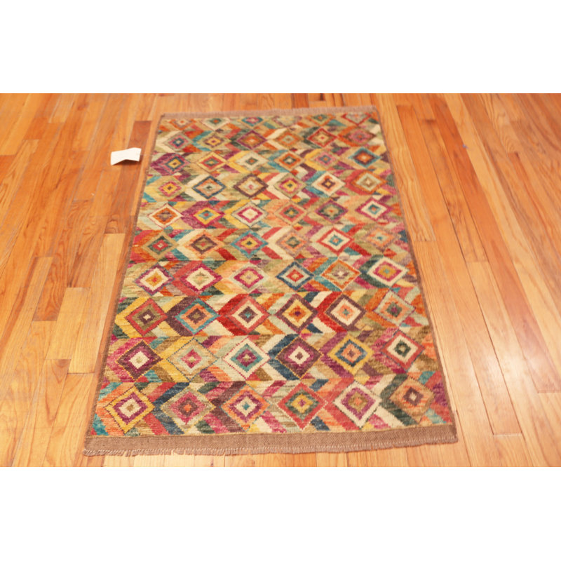 Nazmiyal Collection Contemporary Colorful Diamond Pattern Rug 3ft 5in X 5ft 1in