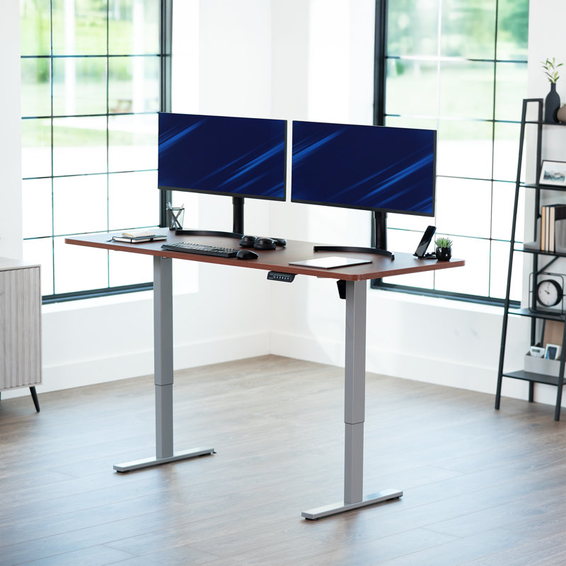 Bureau électrique à moteur simple VIVO avec contrôleur de mémoire à bouton-poussoir, H 48,5 po x l 71 po x P 30 po