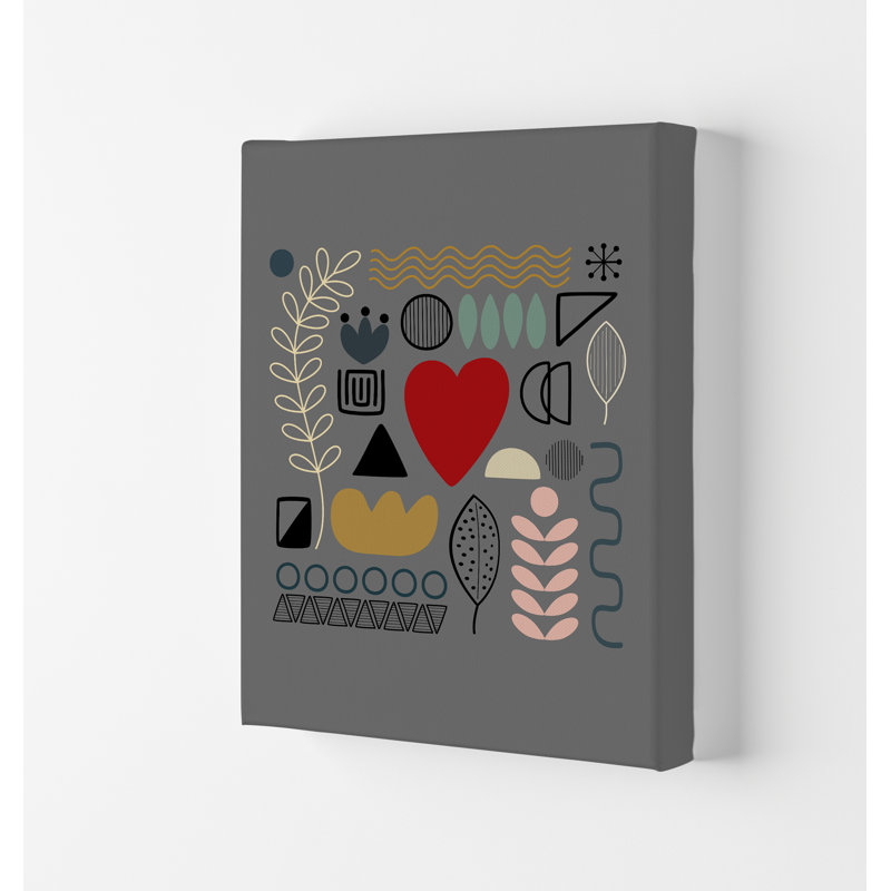 Scandnavian Shapes On Grey Original - Print, No Frame, 29.7cm H x 21cm W x 4cm D