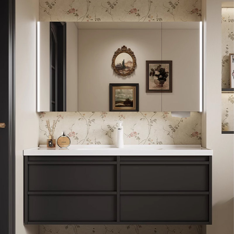 Armoire de salle de bain de style rétro français, Noir, noir, noir, noir