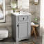 Meuble-lavabo de 20 pouces avec lavabo en céramique, porte à fermeture douce, tablette réglable et support de rangement fixé à la porte-121708272