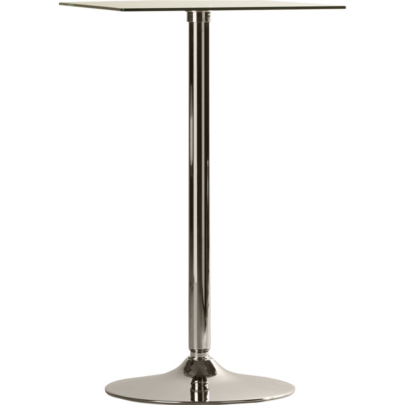 Bauder Glass Top Metal Base Dining Table, Clear Glass