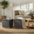 18.5"W Storage Ottoman With 360° Swivel Base Acacia Wood Frame Fully Assembled-382894624
