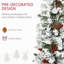 Arbre de Noël artificiel enneigé 6 pi avec 600 branches de pin réalistes, pommes de pin, baies rouges et ouverture automatique-552941033