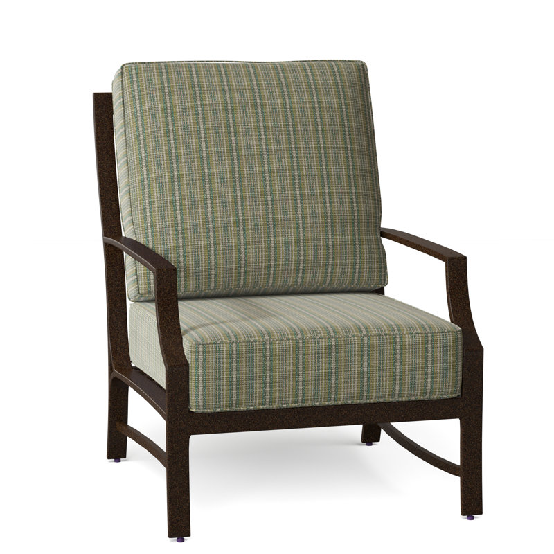 Seal Cove Outdoor Lounge Chair, Spectrum Denim Sunbrella® Plainweave, Chestnut Brown