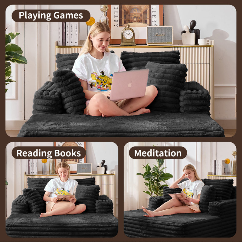 Upholstered Chaise Lounge, Black