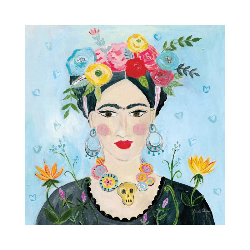 Homage To Frida Ii Shoulders by Farida Zaman - Wrapped Canvas Painting, 45.72 cm H x 45.72 cm W x 3.175 cm D