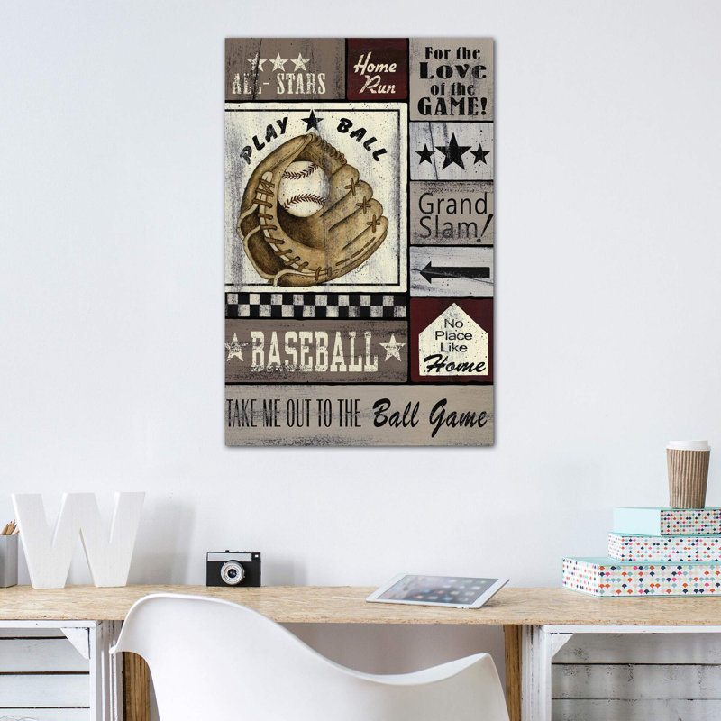 Baseball All Stars par Linda Spivey - impression d'art graphique, Toile tendue, Pas de tapis, H 12 po x l 8 po x P 0,75 po