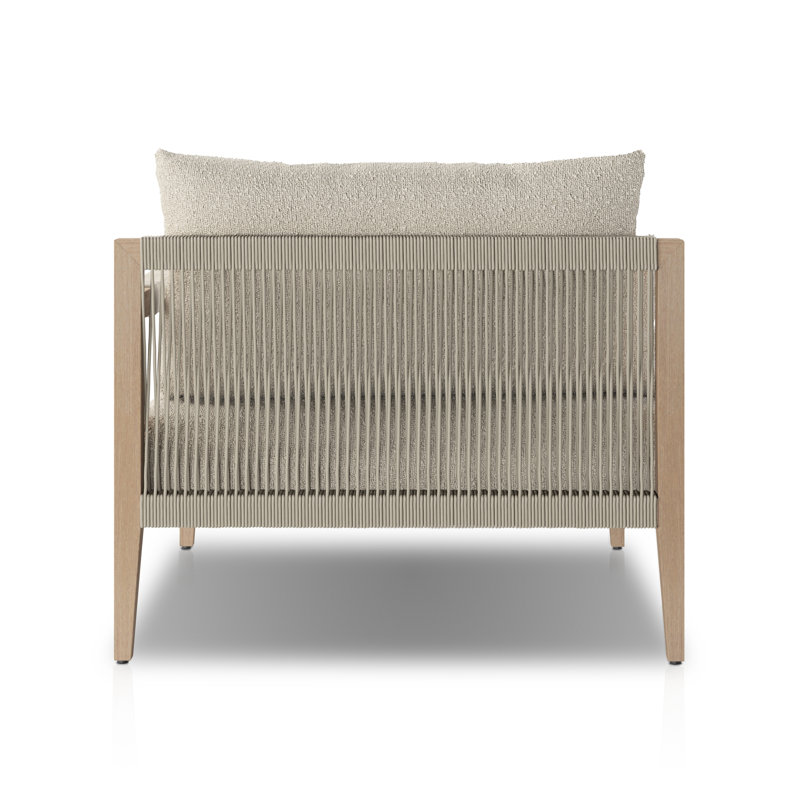 Sherwood Outdoor Chaise Lounge, Weathered Gray/Dark Gray, Fiqa Cream Boucle