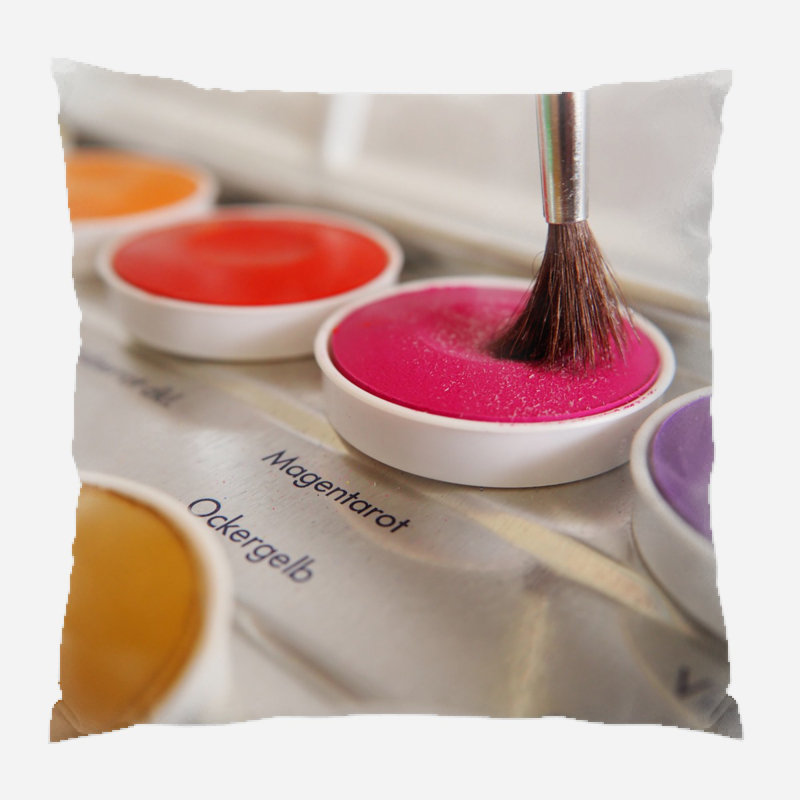 Coussin décoratif aquarelle Posner, Microsuède, Intérieur