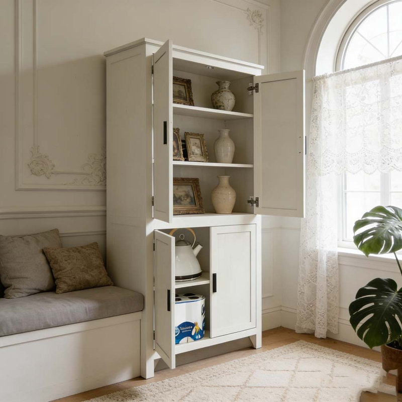 Armoire de rangement autoportante, Blanc antique
