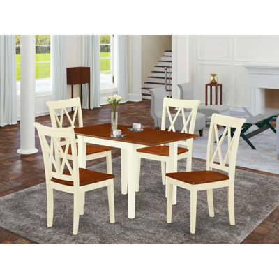 L'ensemble de mobilier de salle à manger 5 pièces comprend une table de cuisine rectangulaire avec Dropleaf et 4 chaises de salle à manger, 30 po x 48 po, babeurre et cerise