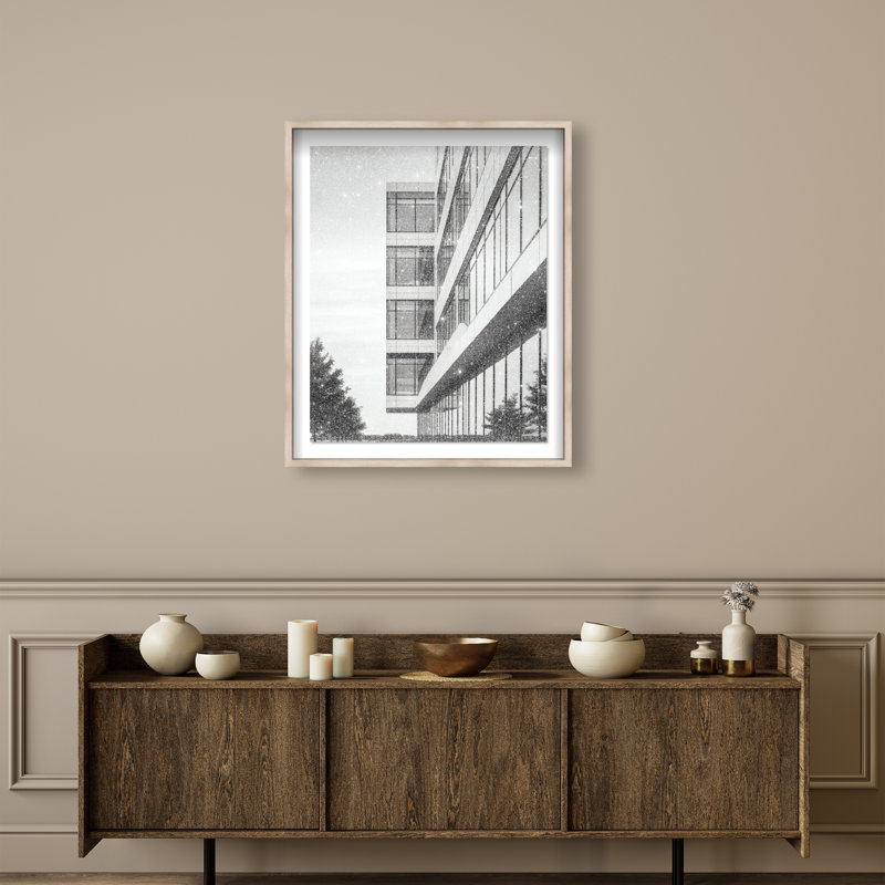 Glass Labyrinth II Framed Graphic Art, 25.5"H x 21.5"W, Natural Oak Shadowbox