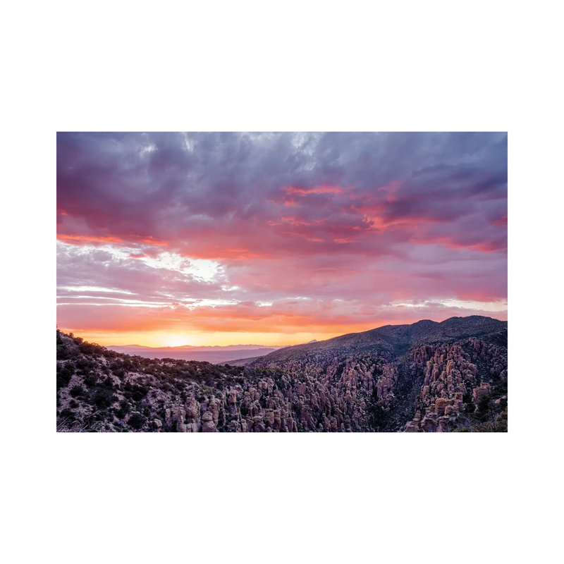 Landscape With Mountains At Sunset, Sugarloaf Mountain, Chiricahua National Monument, Arizona, USA - Wrapped Canvas Print