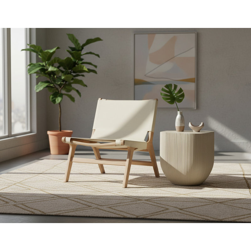 Fauteuil d'appoint en cuir Rawlins, Cuir crème végétalien, Naturel