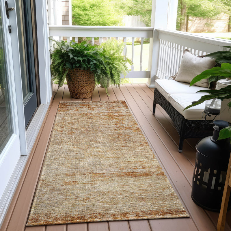 Machine Washable Indoor/Outdoor Cicel ACN1164 Copper Rug, Runner 2'3" x 7'6"