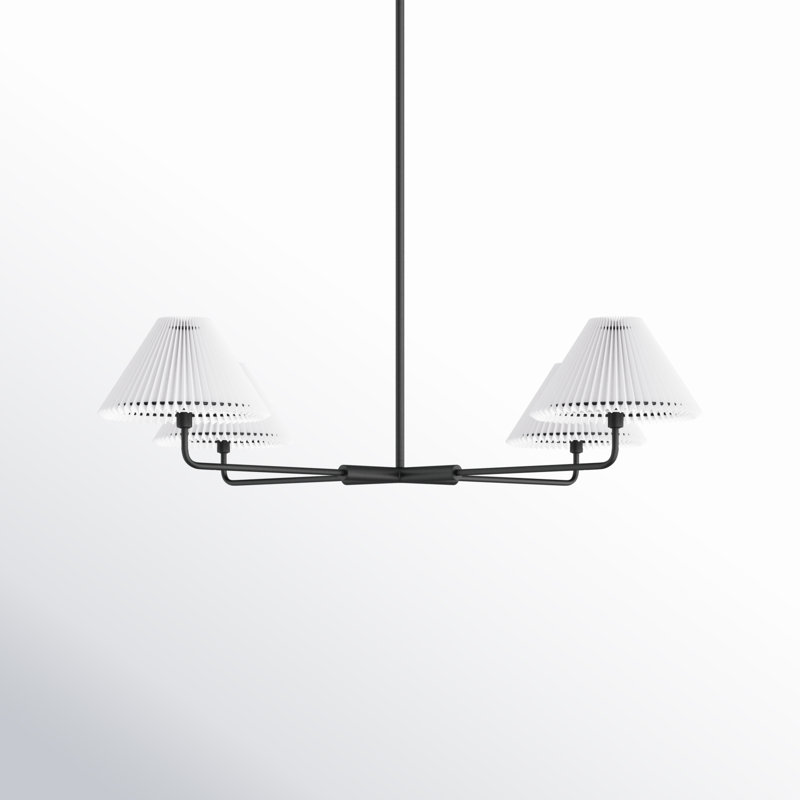Lustre 4 lumières Meridian en noir mat, Noir mat