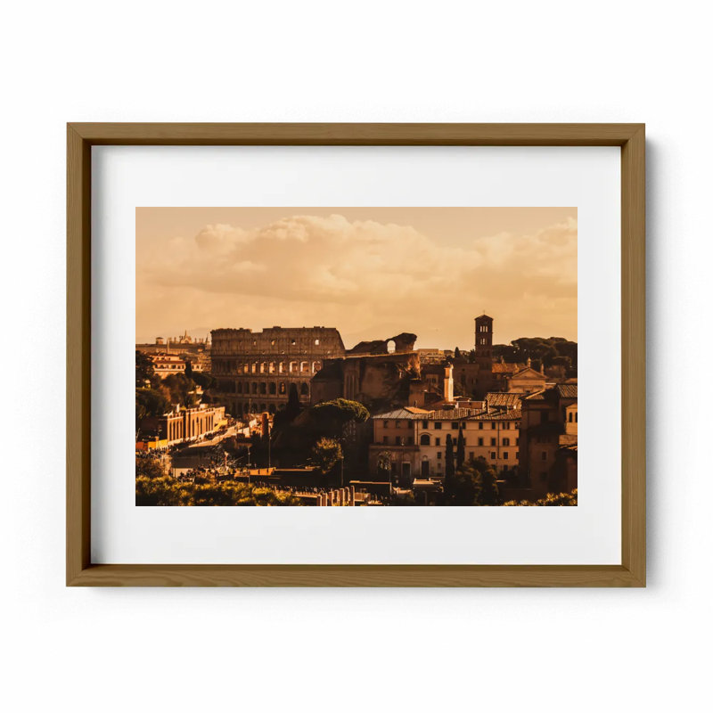 A Dream That Was Rome Print by Joseph Regan, 14" H x 16" W x 0.75" D, Walnut