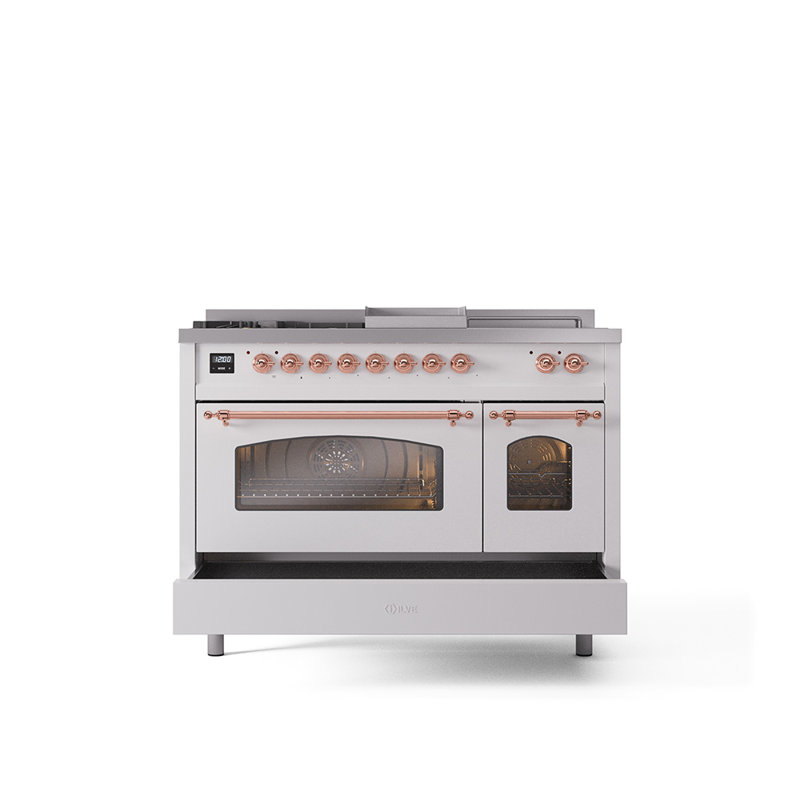 ILVE Nostalgie II 48 Dual Fuel Range, Blue/Gray/Copper, Liquid Propane