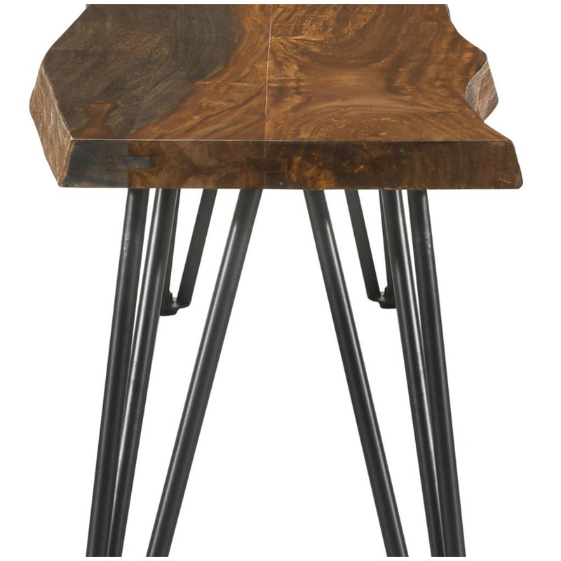 Emory Sheesham Grey And Gunmetal Live Edge Dining Bench
