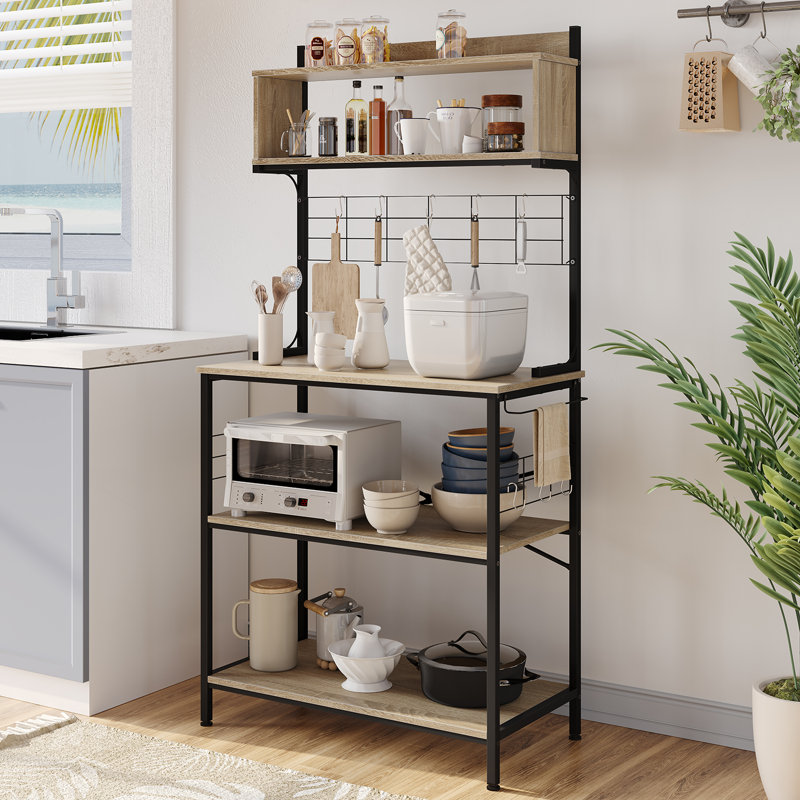 Étagère de boulanger standard 31,5 po Manzella, Noir / chêne clair