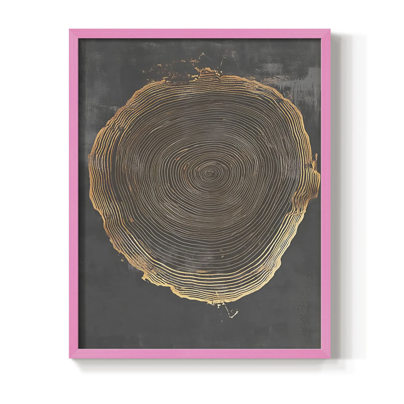 Impression abstraite encadrée CCLIV - prête à être accrochée, H 14 po x l 11 po, Rose