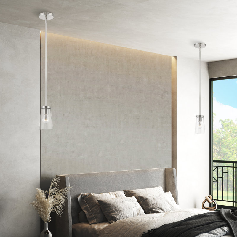 Luminaire suspendu conique 1 lumière, Nickel brossé
